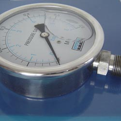 4"All Stainless Steel Pressure Gauges, Made of stainless steel 304 Casing/316 internals & socket, Sizes ranging from 1 1/2" to 6" with bottom and back mounts available. All stainless steel pressure gauges are with water proof, and closed structures which are capable against acidity, alkalinity and corrosion. With the features or durability and accuracy, it is also good for long time running. Special materials or movement and bourdon tube have lasting durability. Especially it is applicable for corrosive fluid and strong fluctuation.